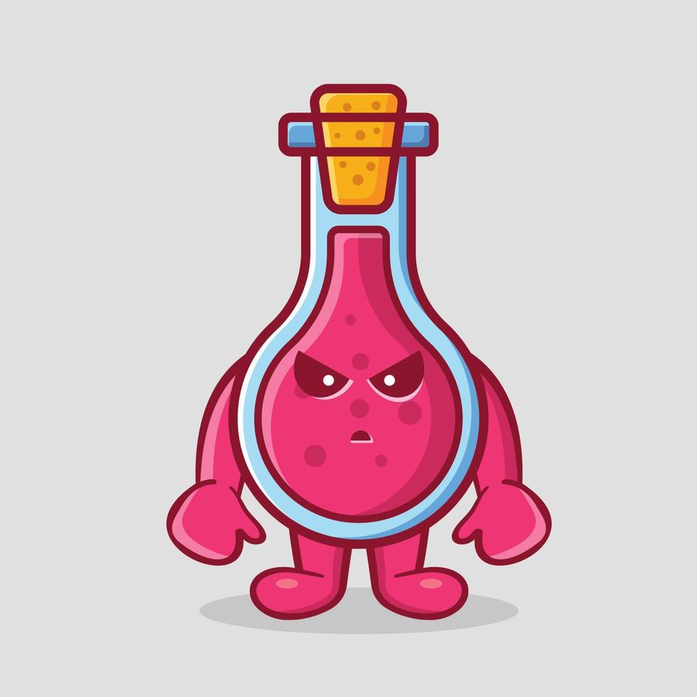cute flask glass mascot with mad expression isolated cartoon in flat style vector