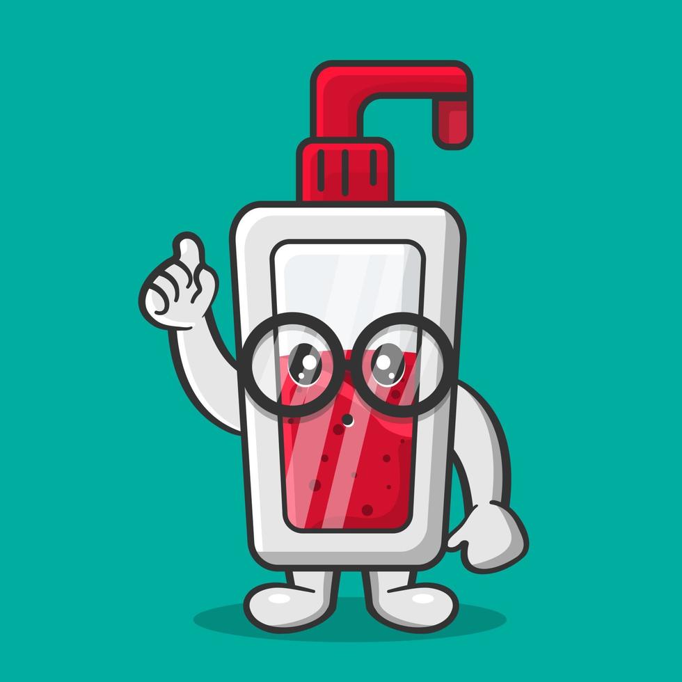 genius soap bottle mascot isolated cartoon in flat style vector