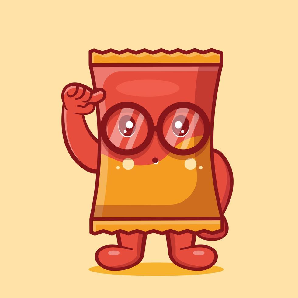 Genius snack chip personaje mascota dibujos animados aislados en estilo plano vector