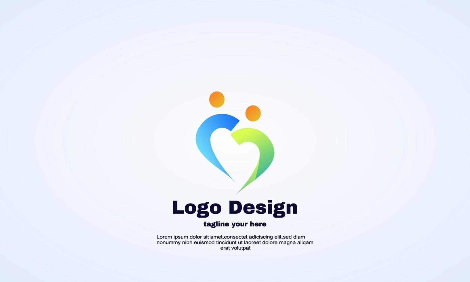 vector diseño de logotipo familiar ilustrador saludable estilo en forma de corazón