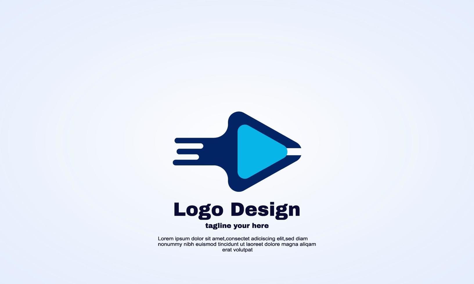 stock fast play media logo design vector