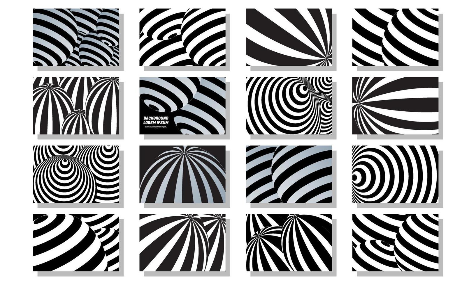 abstract set super creative black and white design with optical illusion abstract geometrical background vector
