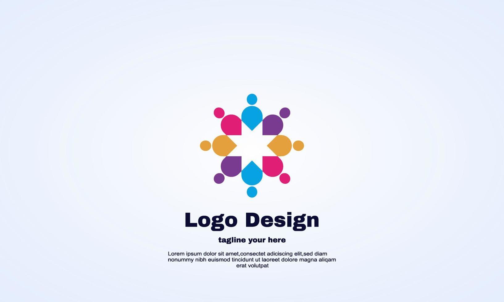 stock creative social network people unity logo design vector