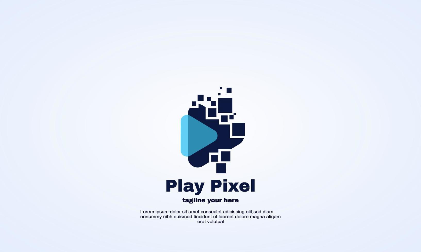 vector media play pixel logo plantilla de diseño