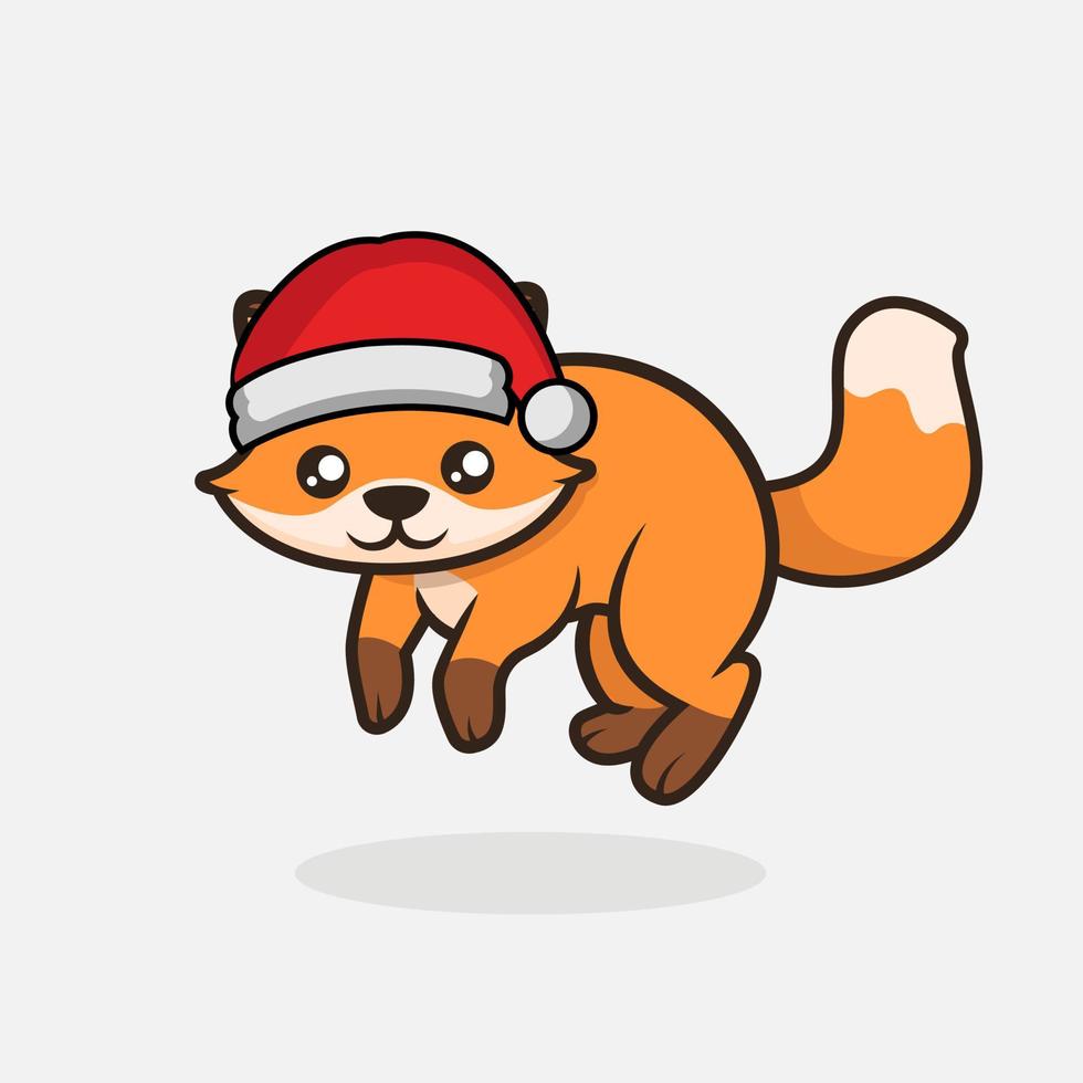 Cute Christmas fox mascot design illustration vector