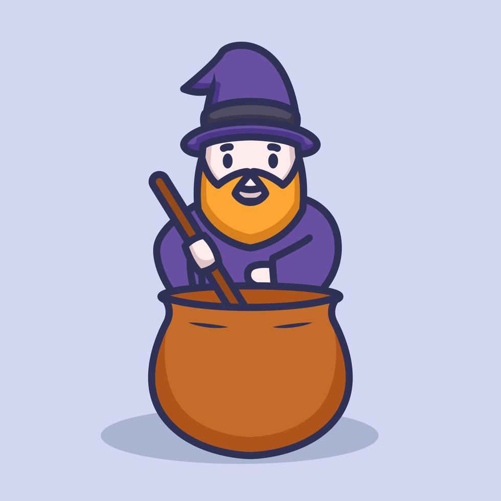 Cute wizard mascot vector