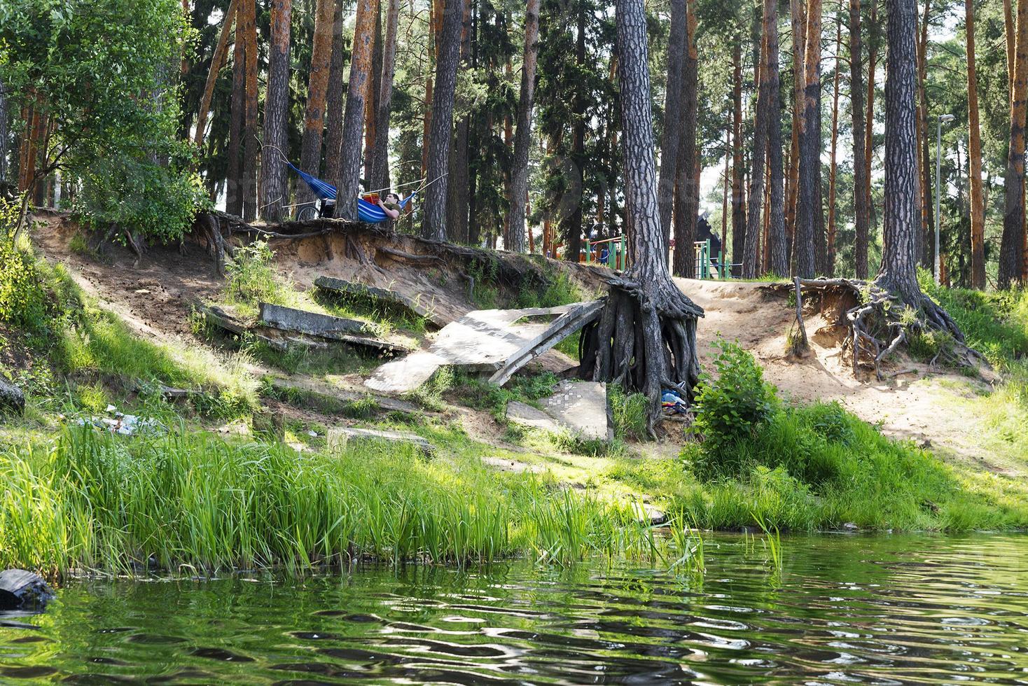 Beach on the river. photo