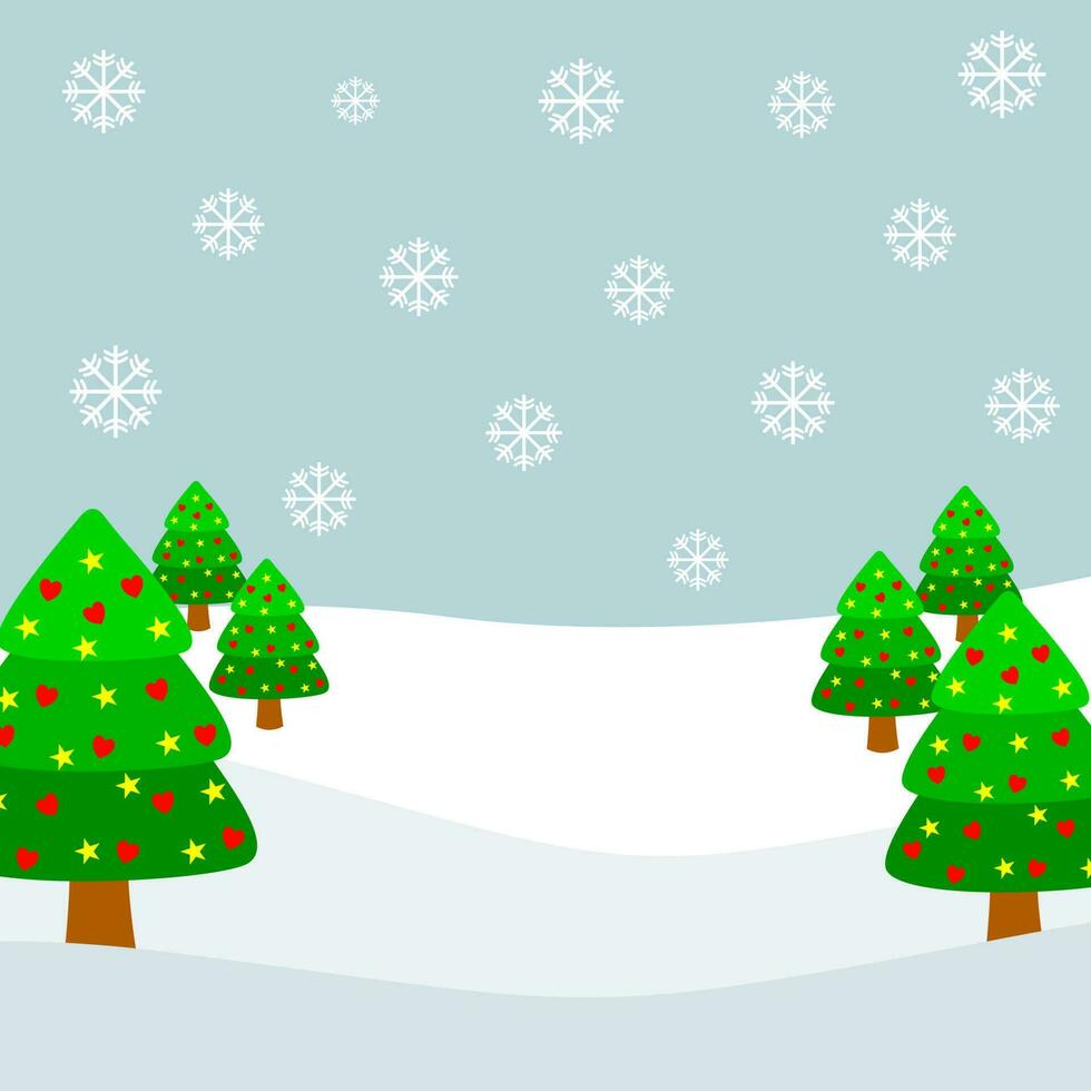 Snow and Tree Christmas Theme vector