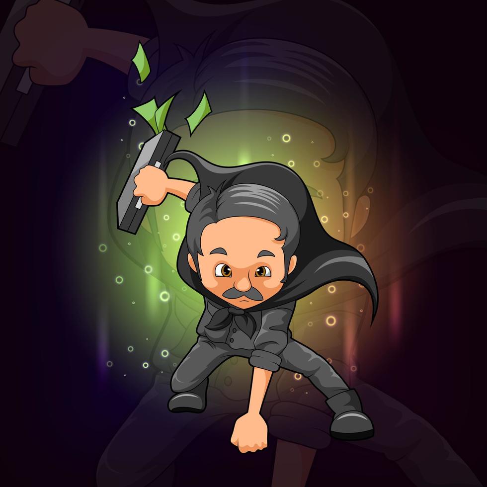 The super banker with the suite full of money for esport mascot design vector
