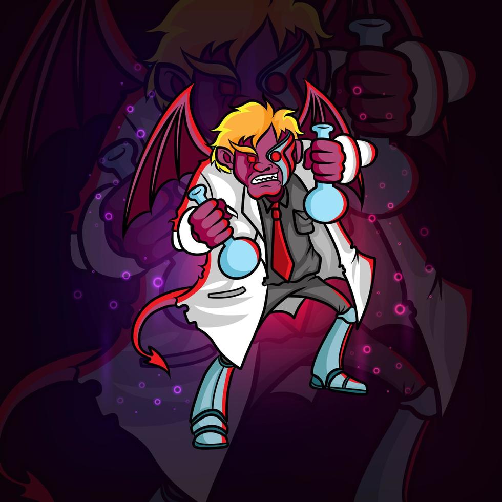 The scary monster devil scientist vector
