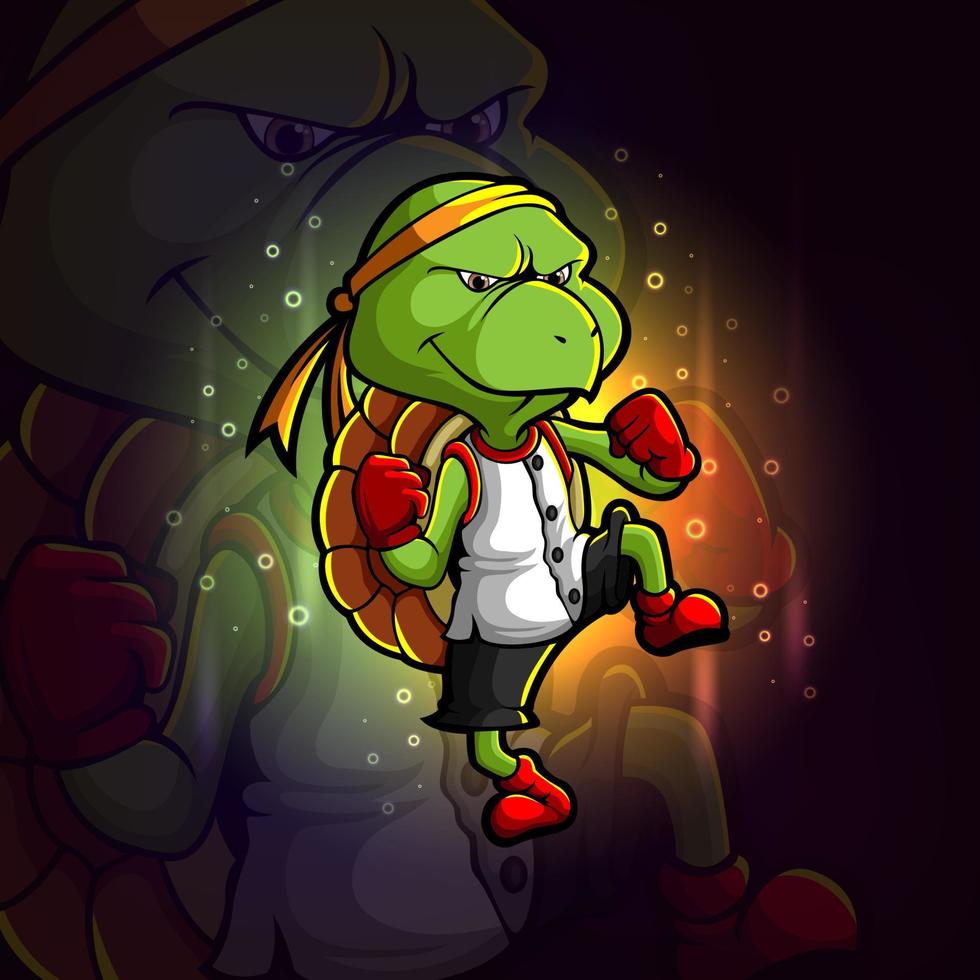 The Kungfu turtle esport logo design vector