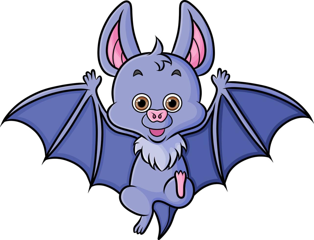 The hand drawn of the tiny bat with open wings vector