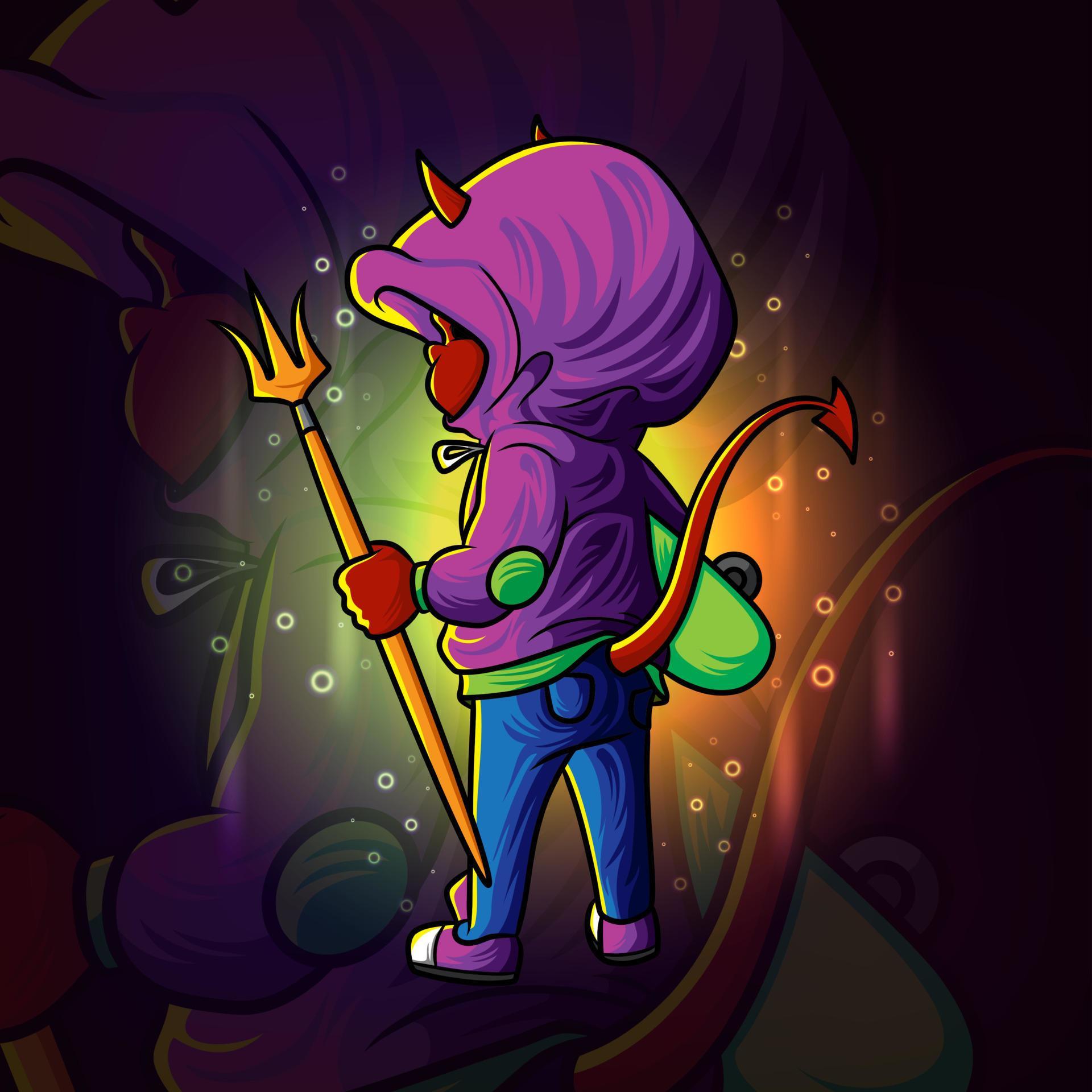 The devil boy with the trident esport logo design 4923734 Vector Art at