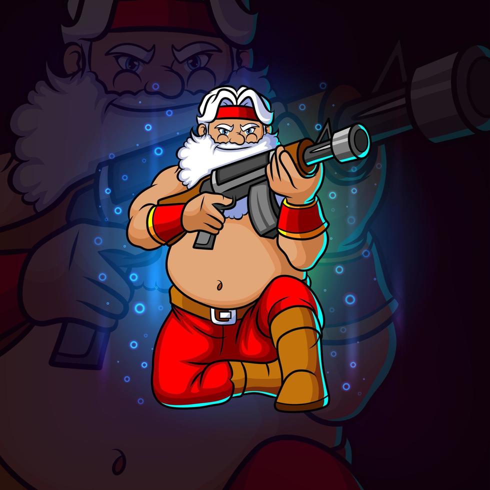 The santa robber is ready for shooting esport logo design vector