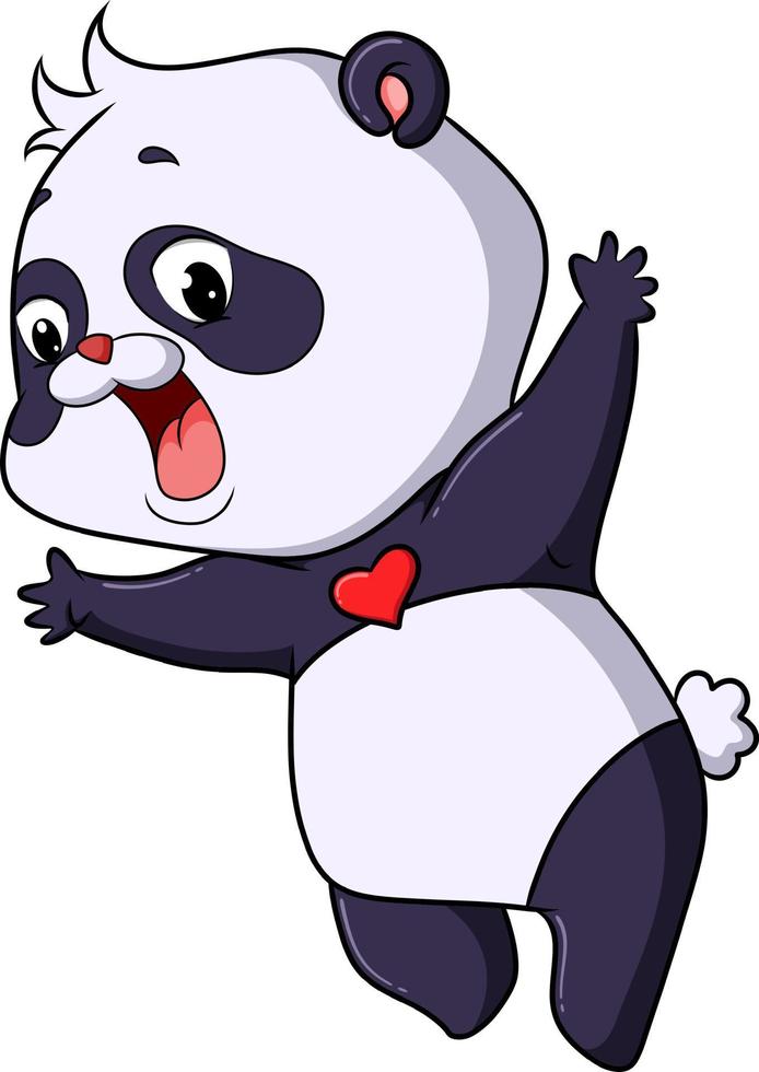 The big panda is jumping and shouting vector