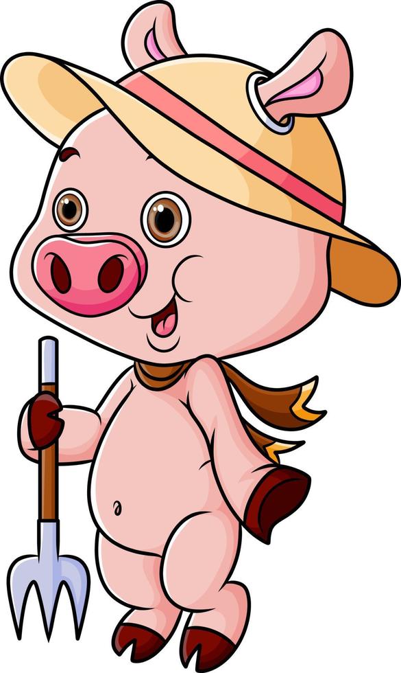 The farmer pig is ready to harvest plant vector