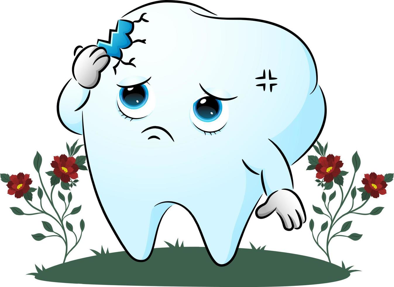 The tooth is feeling sick because of the big hole vector