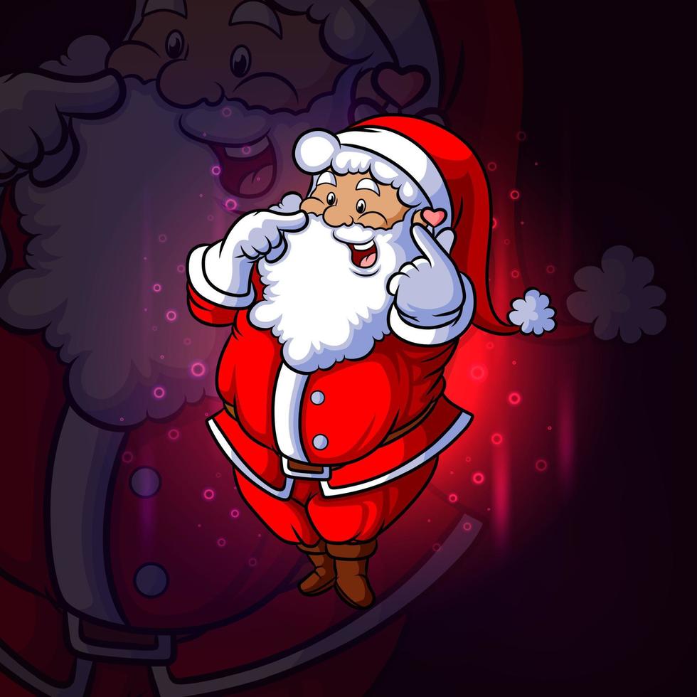 The santa is giving the love sign hand esport mascot design vector