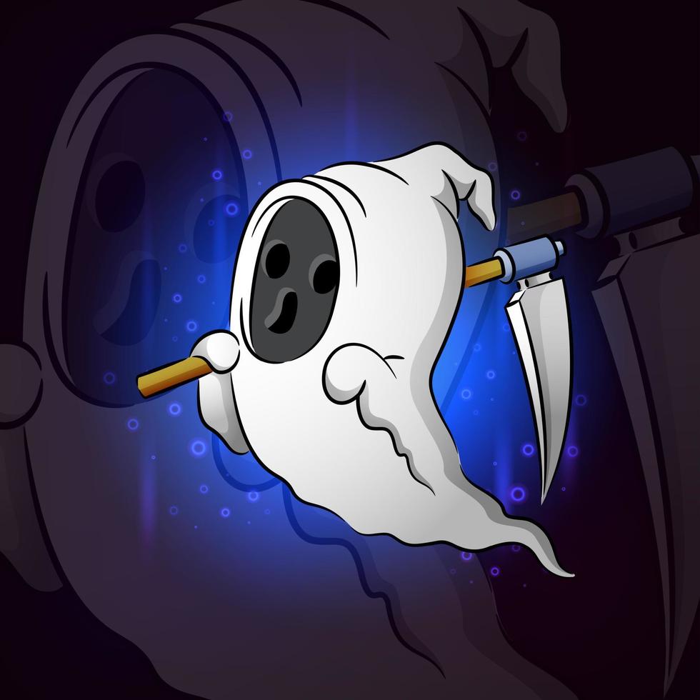 The scary grim ghost esport mascot design vector