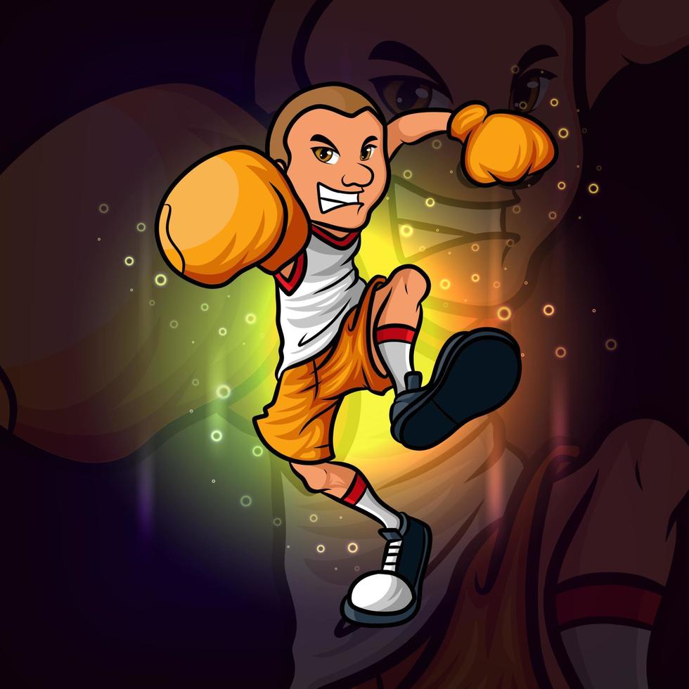 The boxing man esport mascot design vector