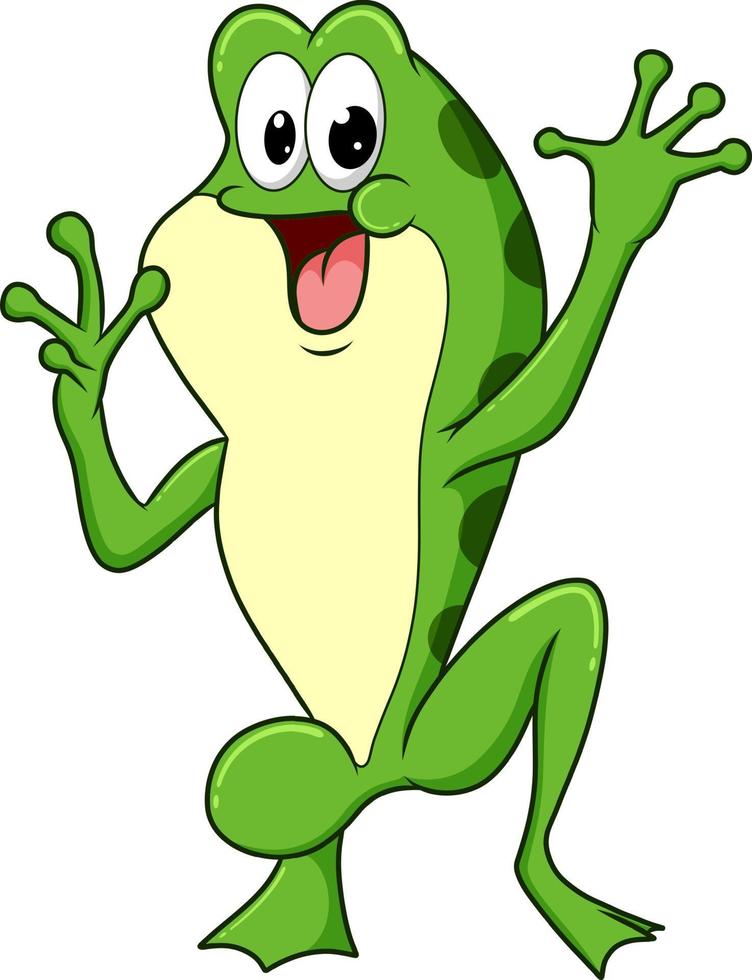 The frog is standing and posing happily vector