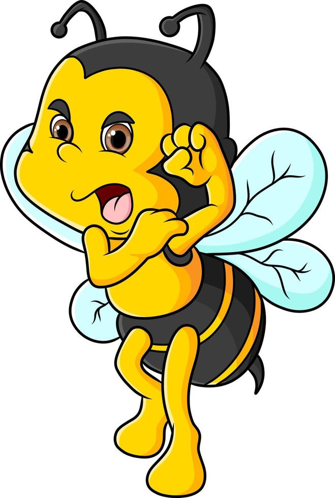 The strongest bee is ready to fight and angry vector