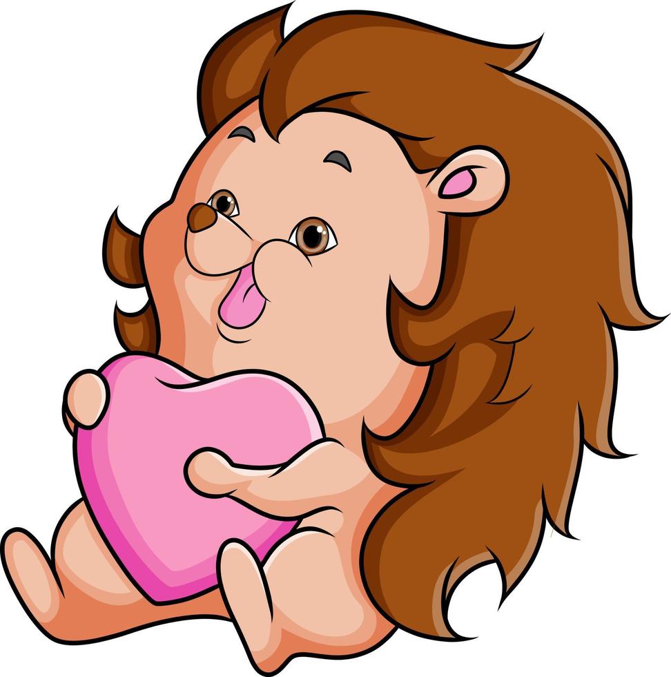 The hedgehog is hugging the heart doll for valentine vector