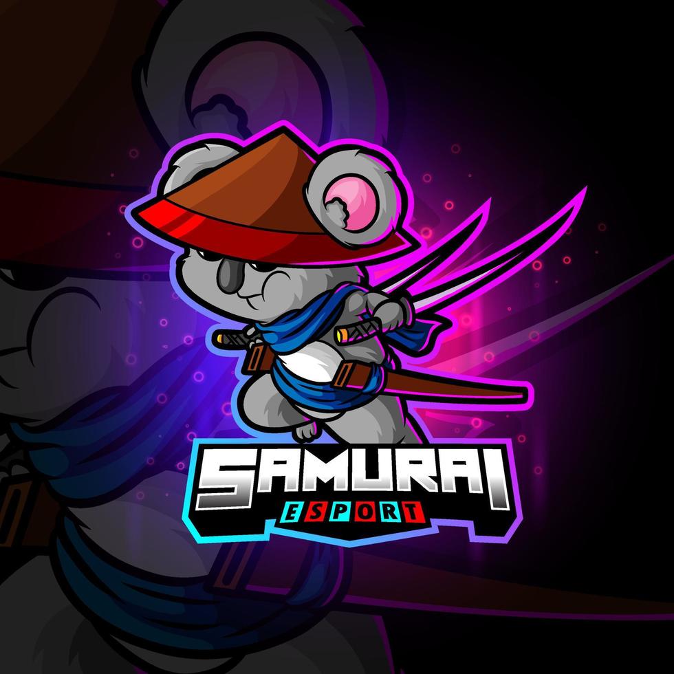 el diseño del logo samurai koala esport vector