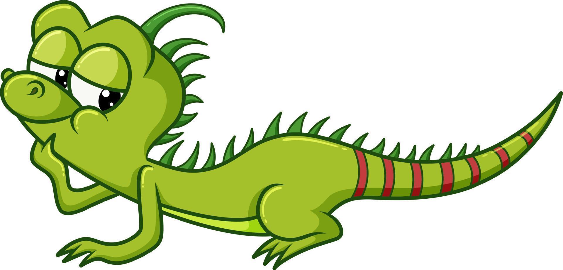 The hand drawing of the cool iguana with the beautiful color vector