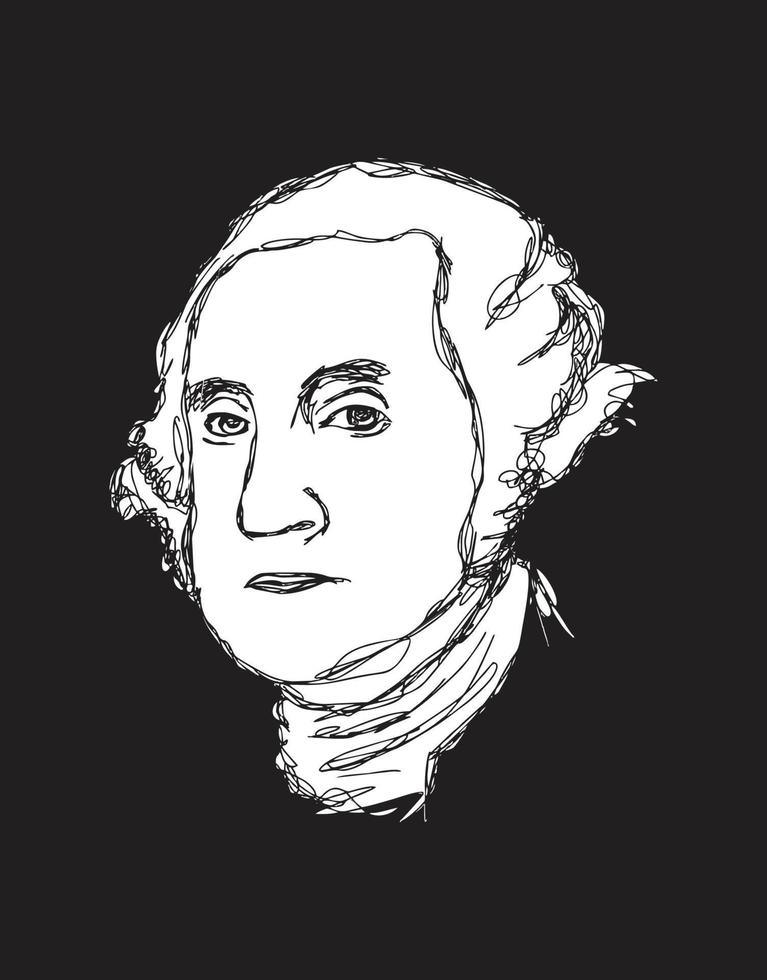 Ilustración de dibujo vectorial de George Washington, arte de garabatos vector