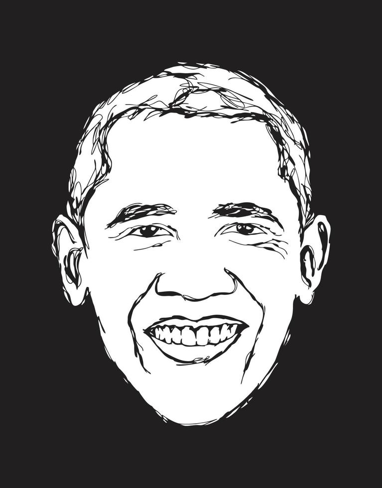 Ilustración de boceto de vector de barack obama, arte de garabatos