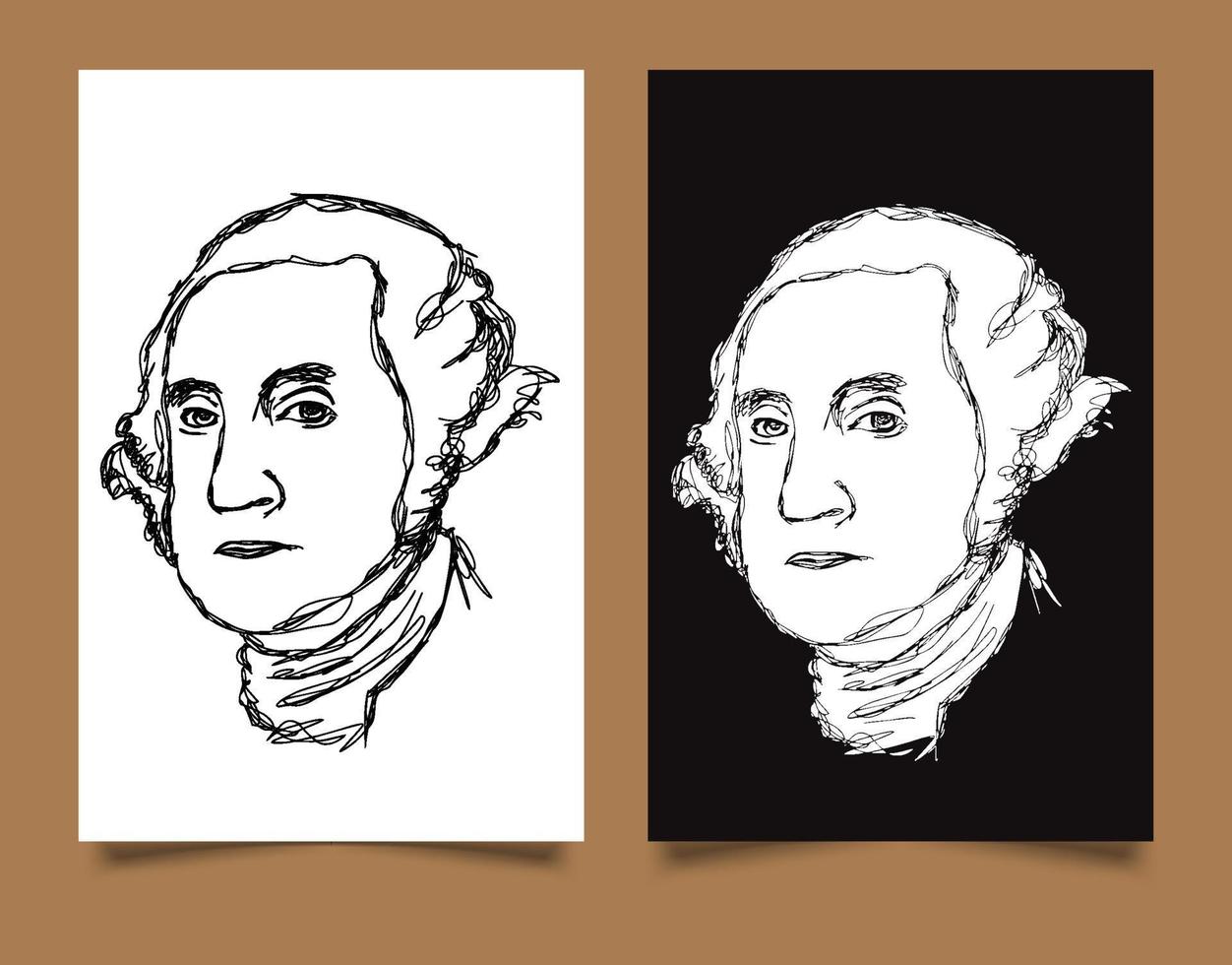 Ilustración de dibujo vectorial de George Washington, arte de garabatos vector