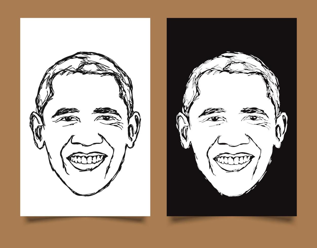 barack obama vector sketch illustration, scribble art