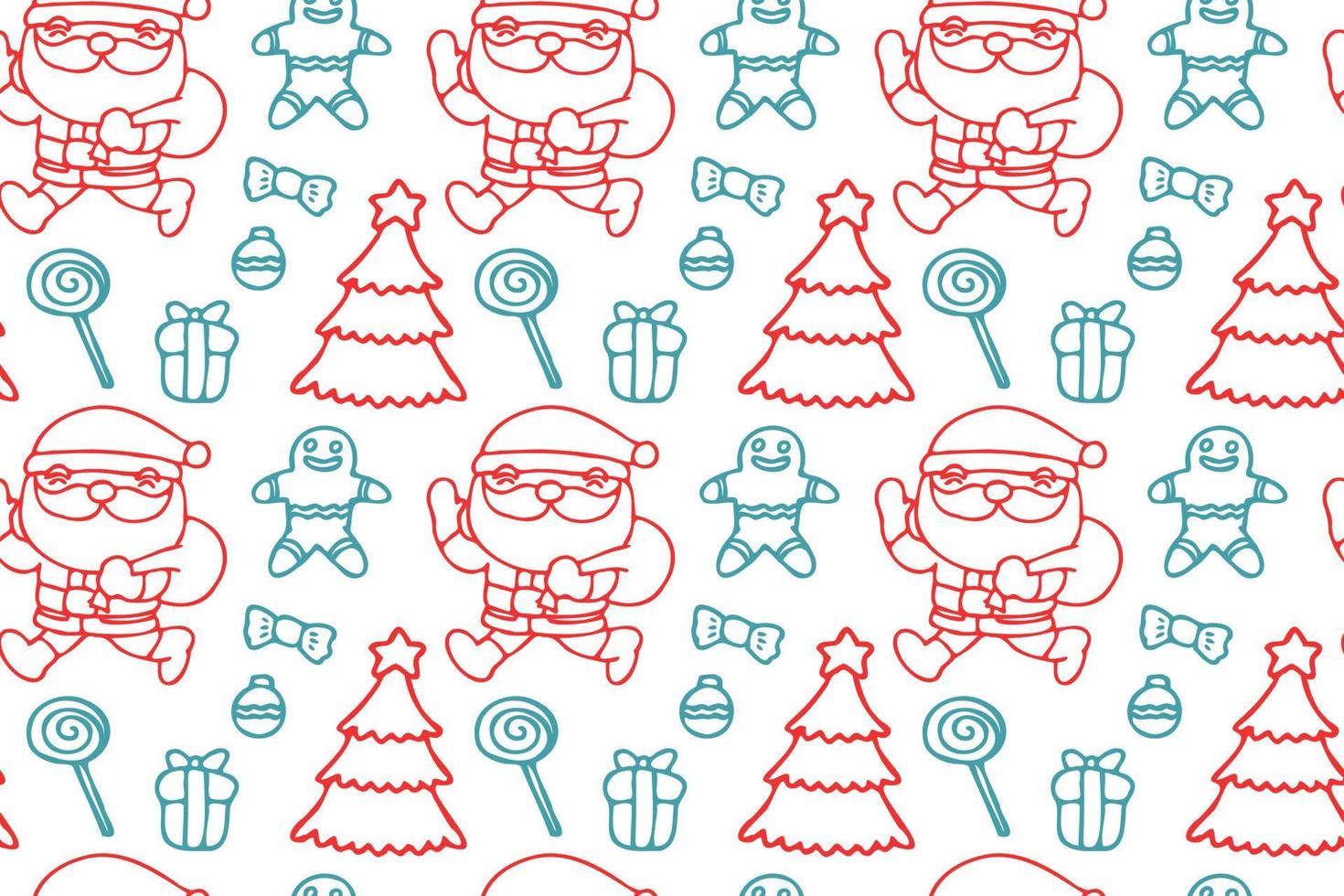 Cute Santa Clause seamless pattern art, white background. vector
