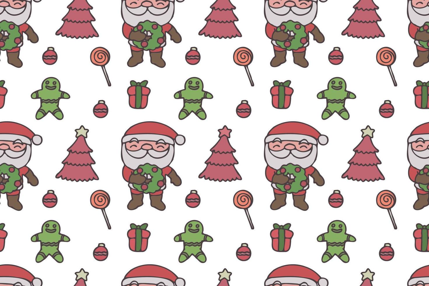 Cute Santa Clause seamless pattern art, white background. vector