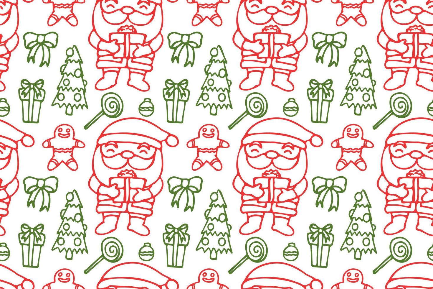 Cute Santa Clause seamless pattern art, white background. vector