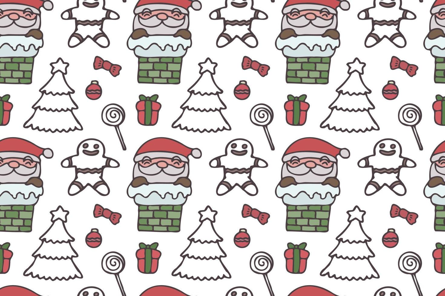 Cute Santa Clause seamless pattern art, white background. vector