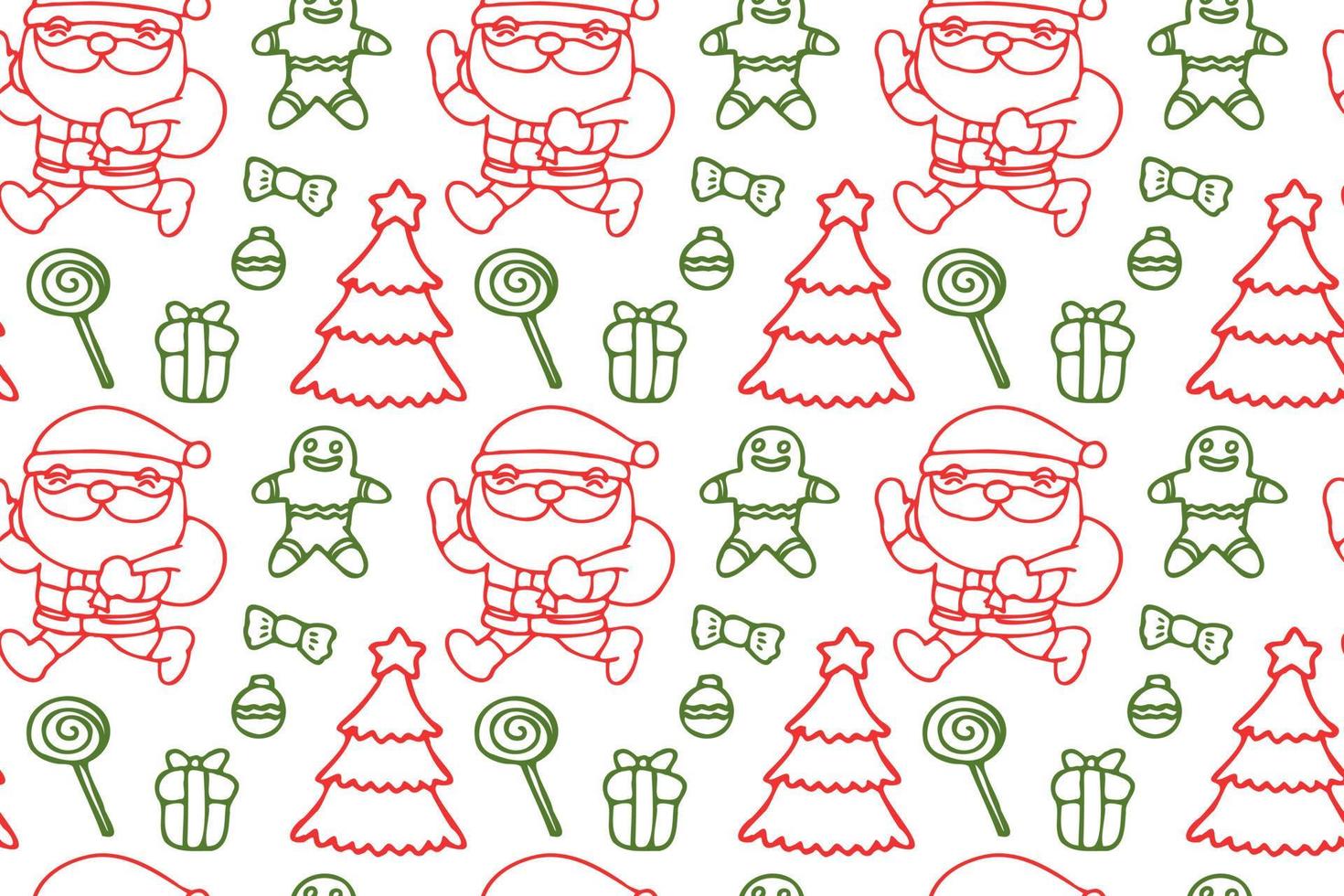 Cute Santa Clause seamless pattern art, white background. vector