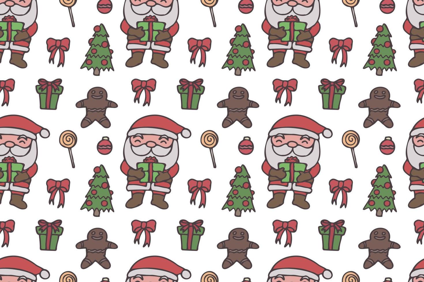 Cute Santa Clause seamless pattern art, white background. vector