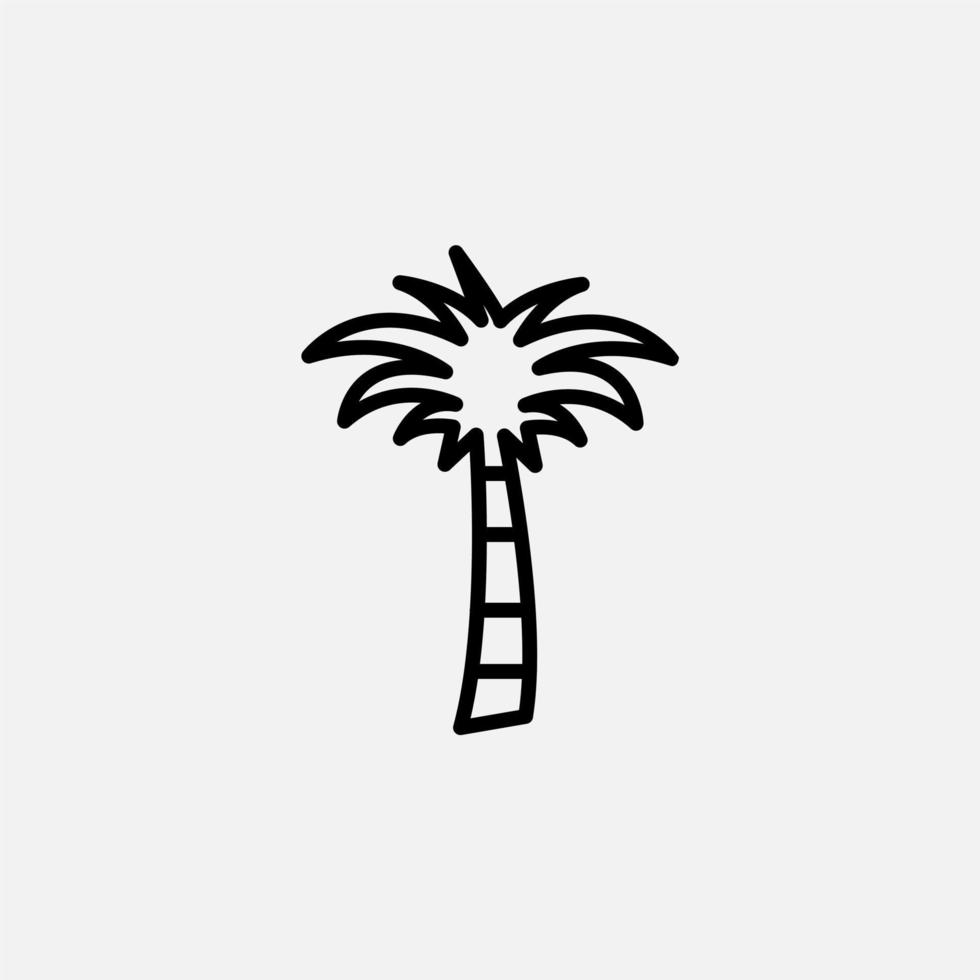 palma, coco, árbol, isla, icono de línea de playa, vector, ilustración, plantilla de logotipo. adecuado para muchos propósitos. vector