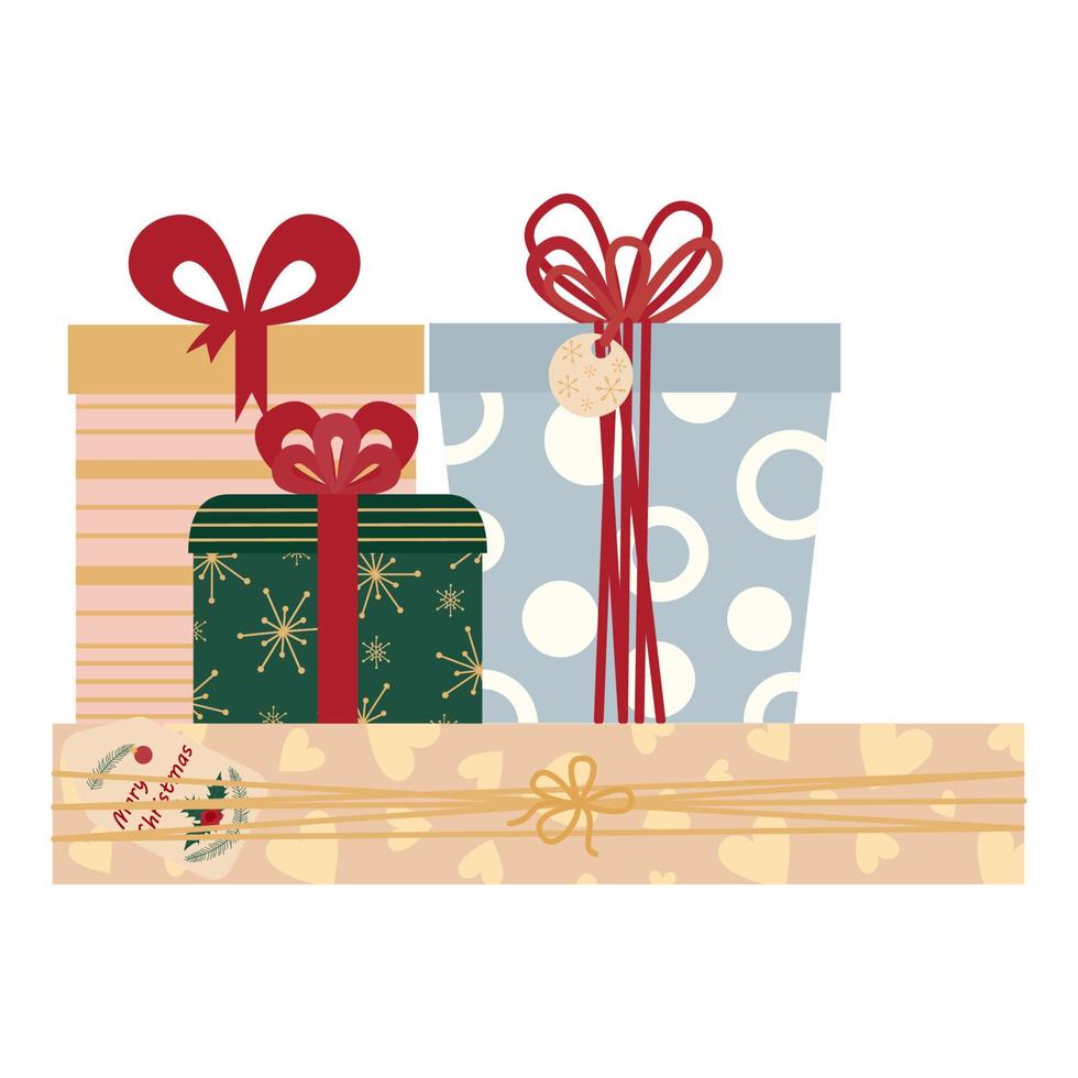 un conjunto de cajas de regalo en estilo retro. vector