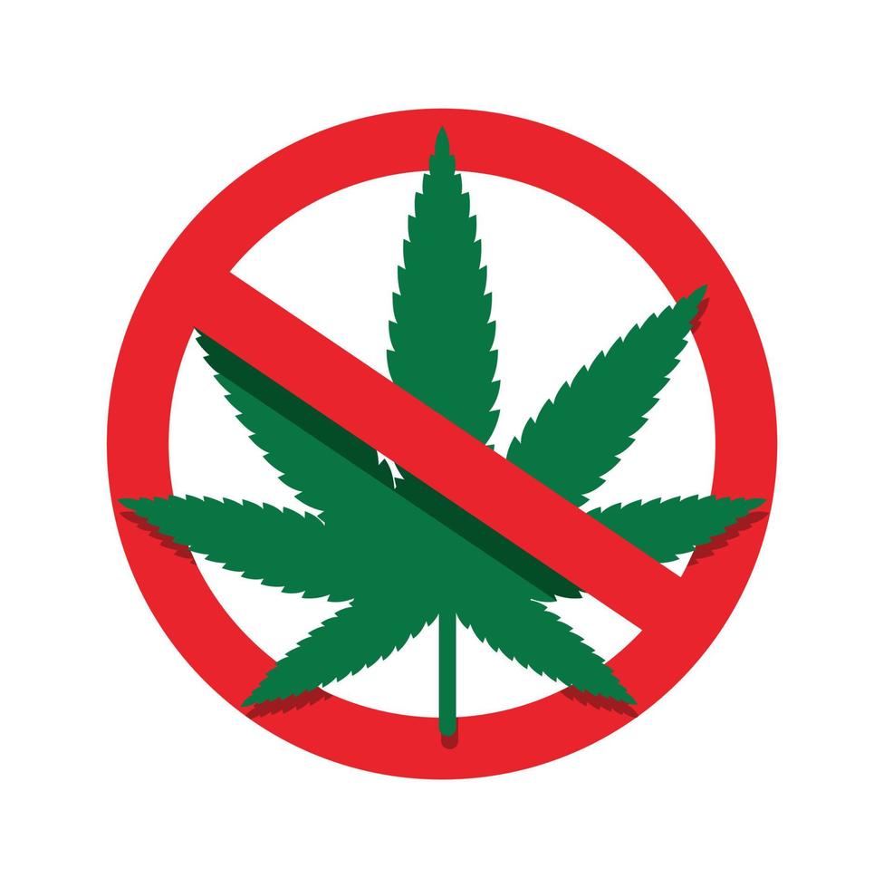 sin marihuana. Ilustración de vector de cannabis prohibido