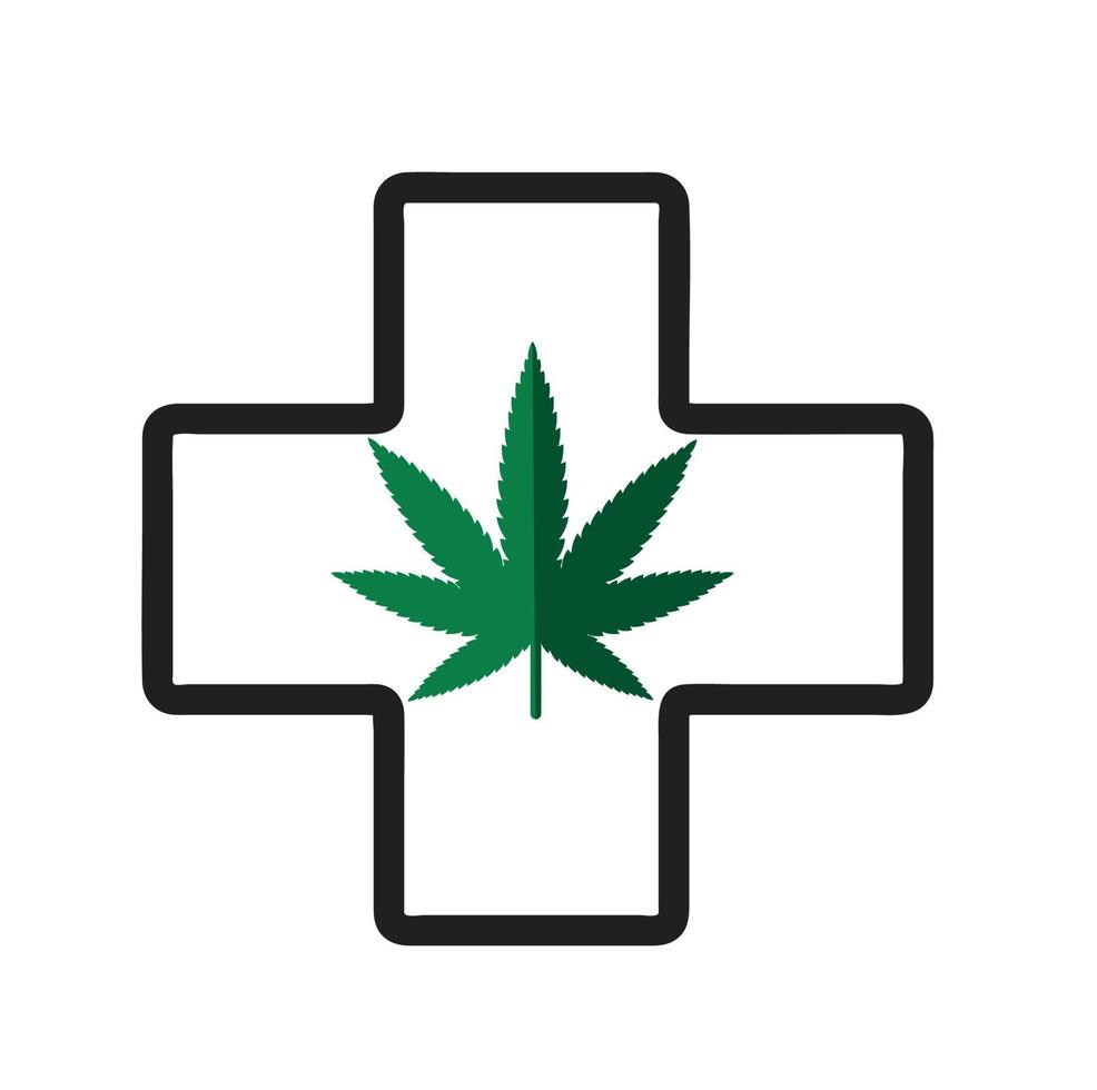 Medical cross with marijuana inside. vector illustration