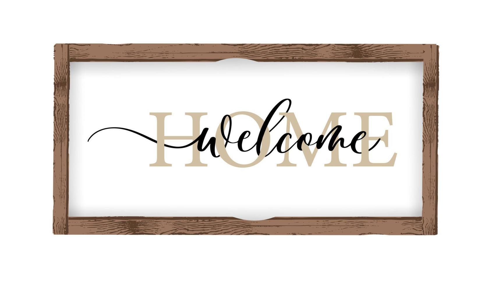 bienvenido a casa - inscripción caligráfica con líneas suaves. vector