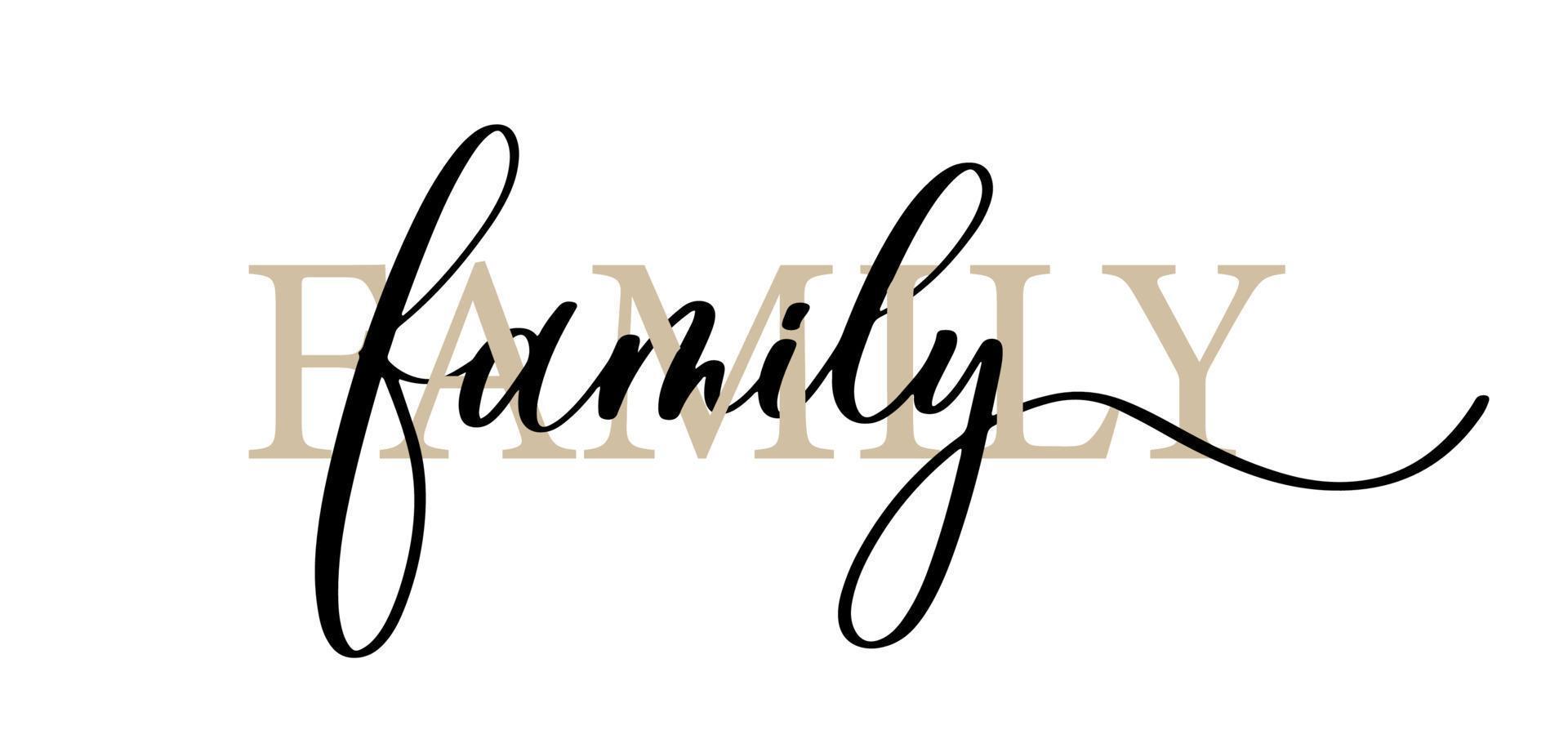 Family vector calligraphic inscription with smooth lines. Minimalistic hand lettering illustration.