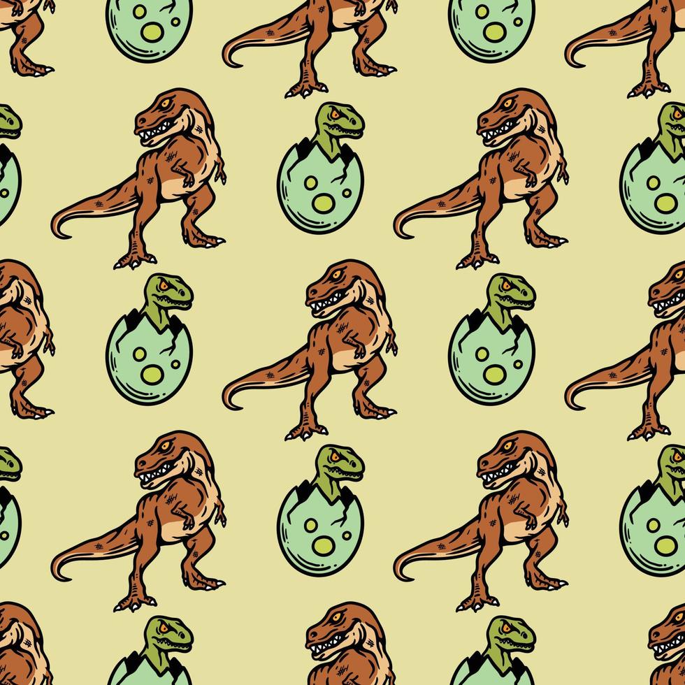 cute seamless pattern t-rex and eggs vector