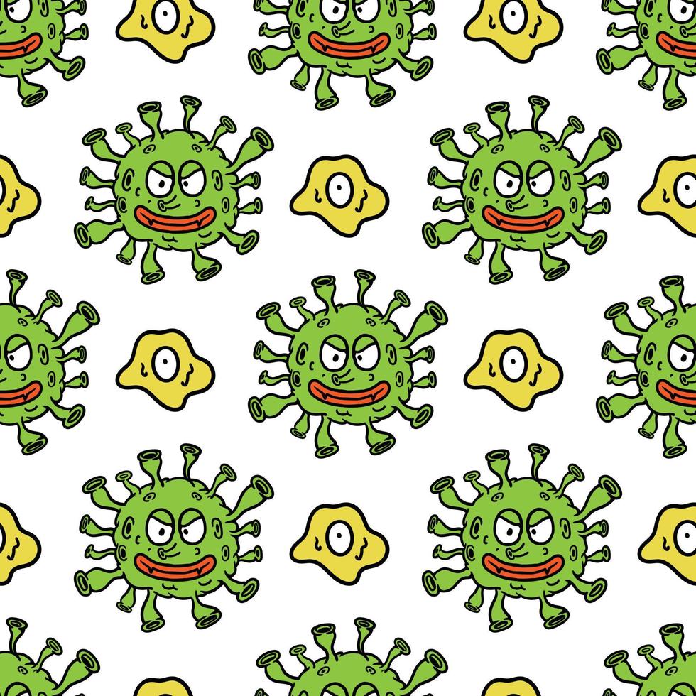 seamless pattern corona virus and amoeba vector
