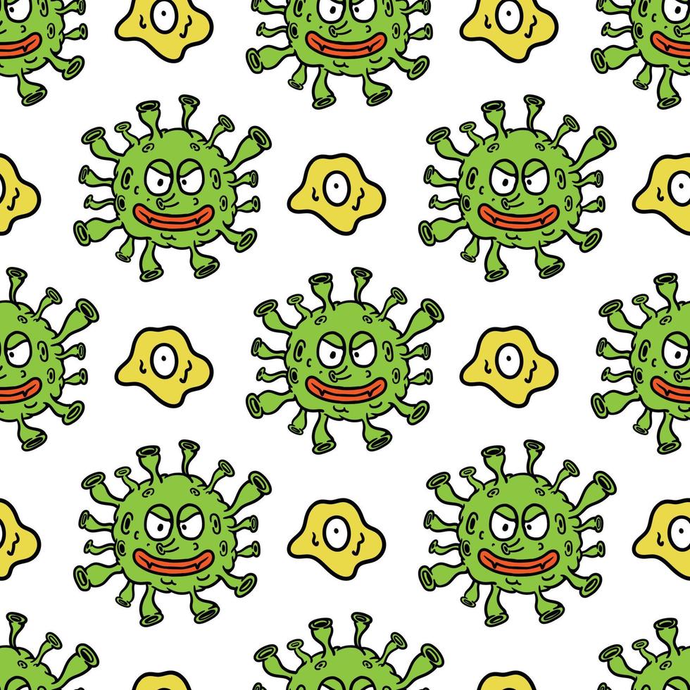 seamless pattern corona virus and amoeba vector