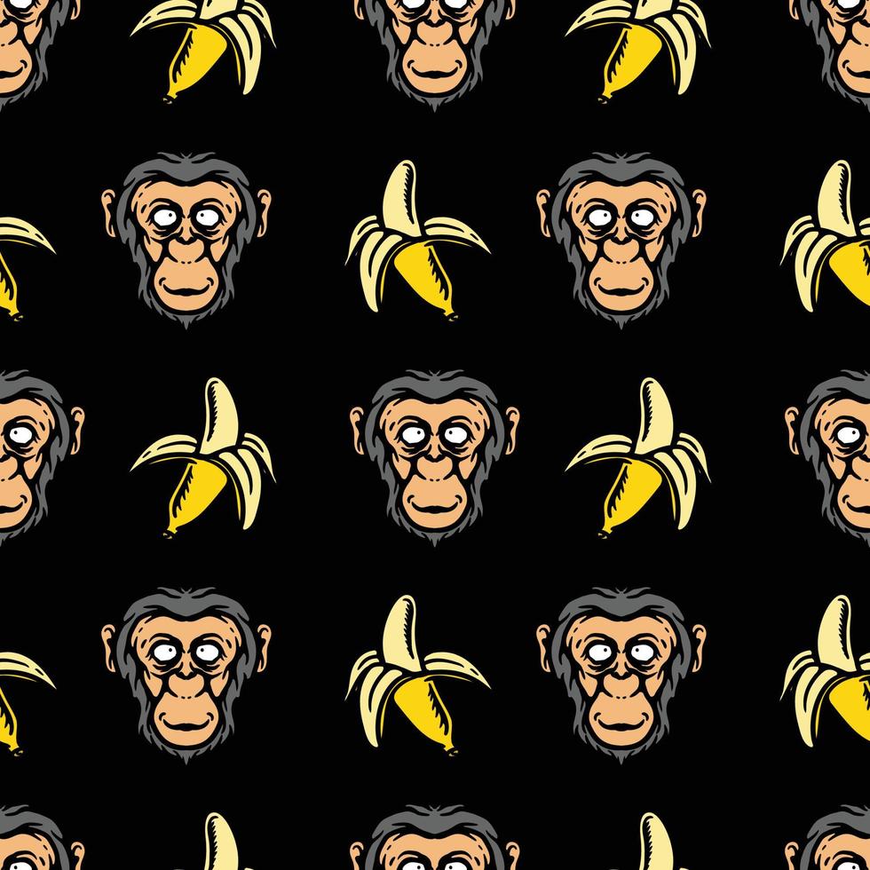 seamless pattern of a chimpanzee and banana vector