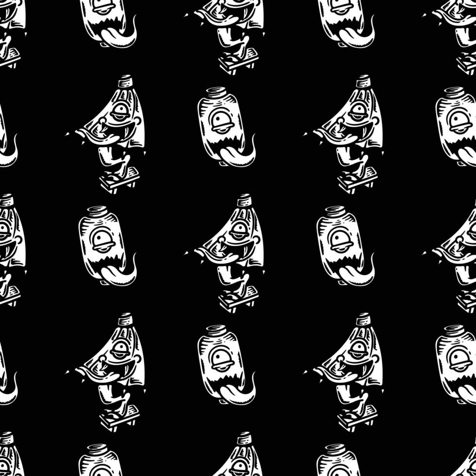 vintage style japanese ghost kasaand chochin obake seamless pattern vector